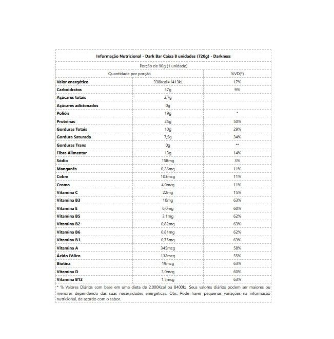 Dark Bar Caixa (8 Unid. 90g) - Darkness