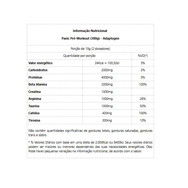 Pré Treino Panic (300g) - Adaptogen