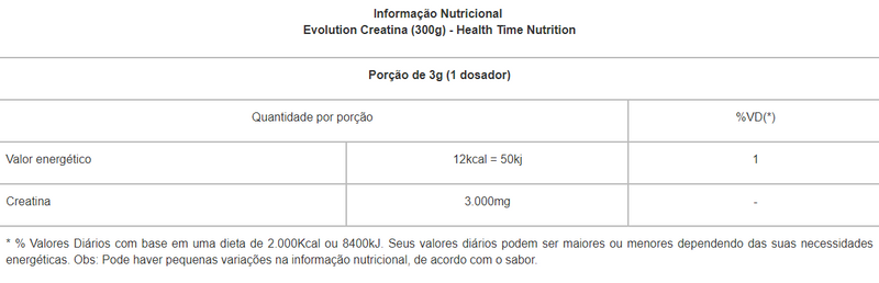 Evolution Creatina (300g) - Health Time Nutrition